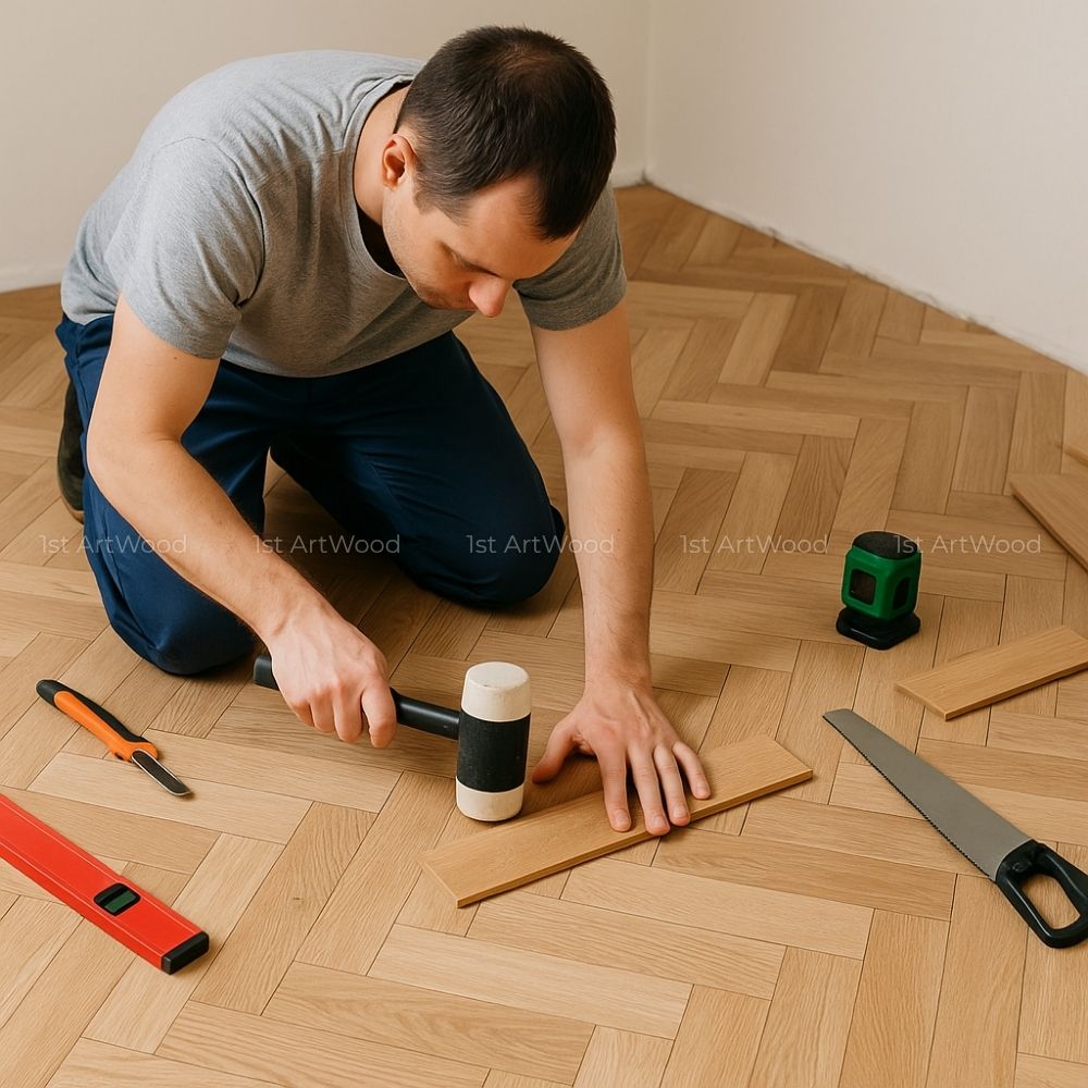 thợ lát sàn gỗ xương cá chuyên nghiệp