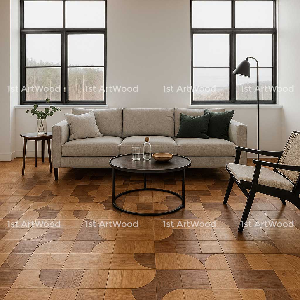 sàn gỗ hoa văn hiện đại tại phòng cách