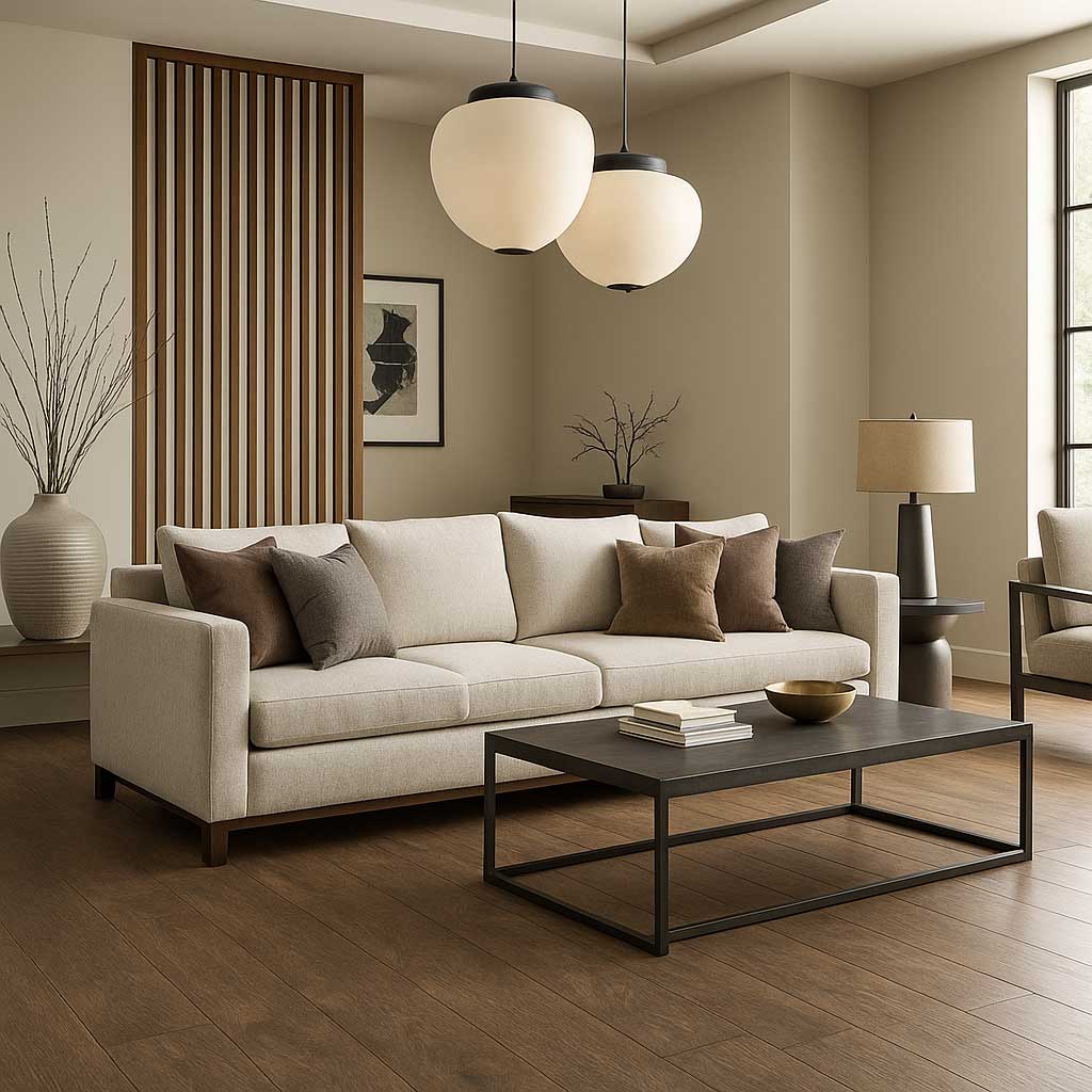 sàn gỗ lát thẳng trong phong cách contemporary