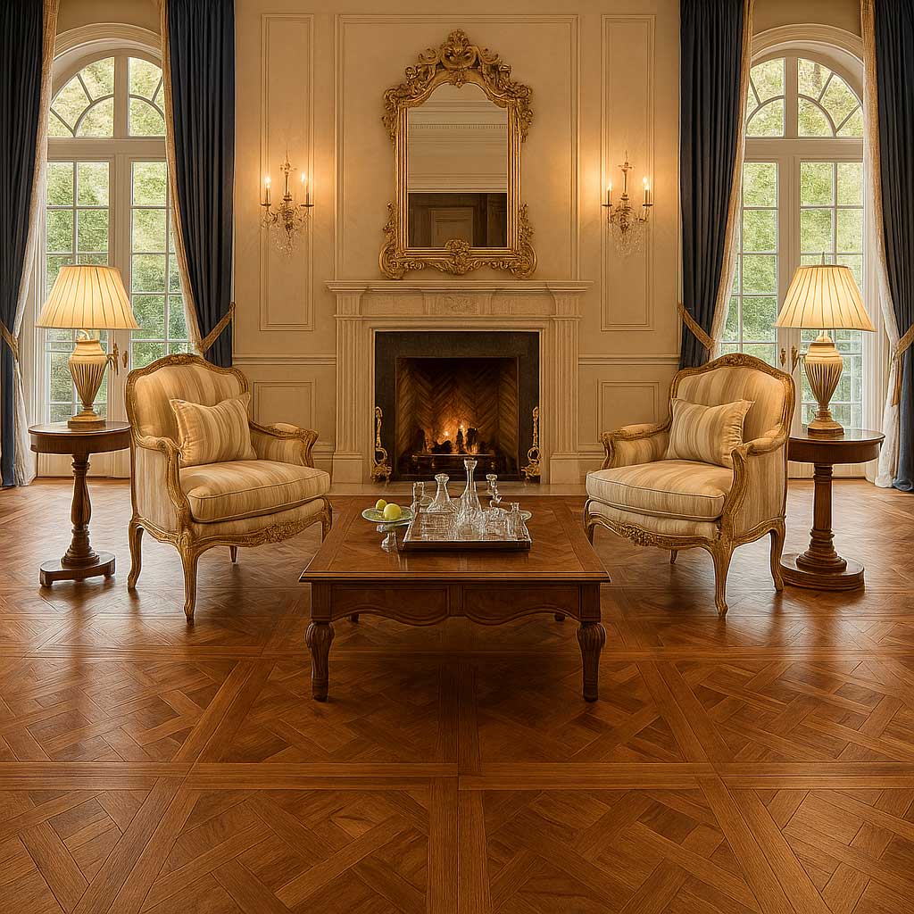 sàn gỗ versailles trong phong cách tân cổ điển