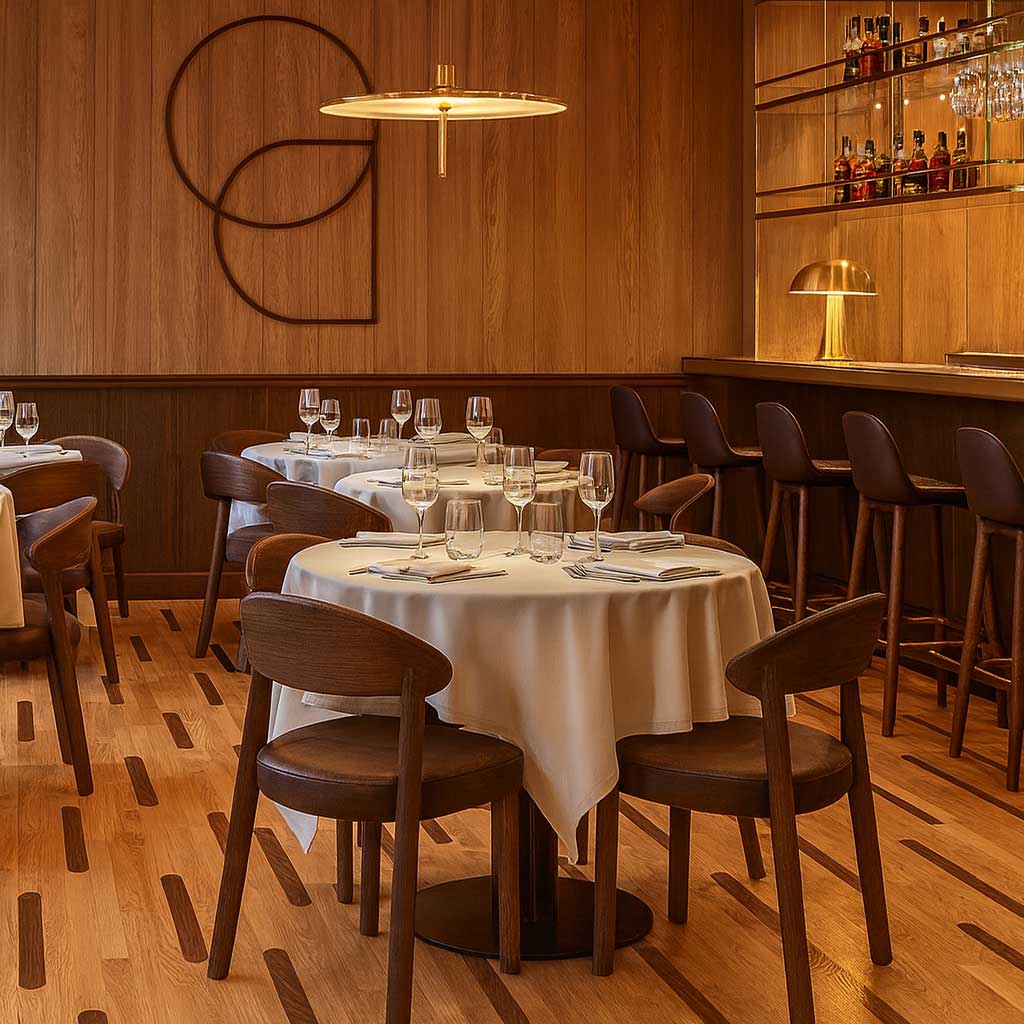 sàn gỗ hoa văn hình học tông trung tính