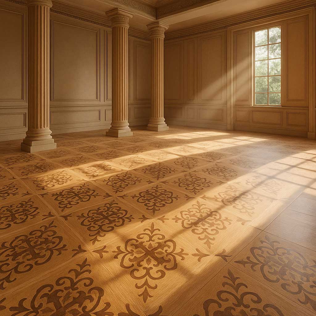 sàn gỗ hoa văn kết hợp hoàn hảo với ánh nắng