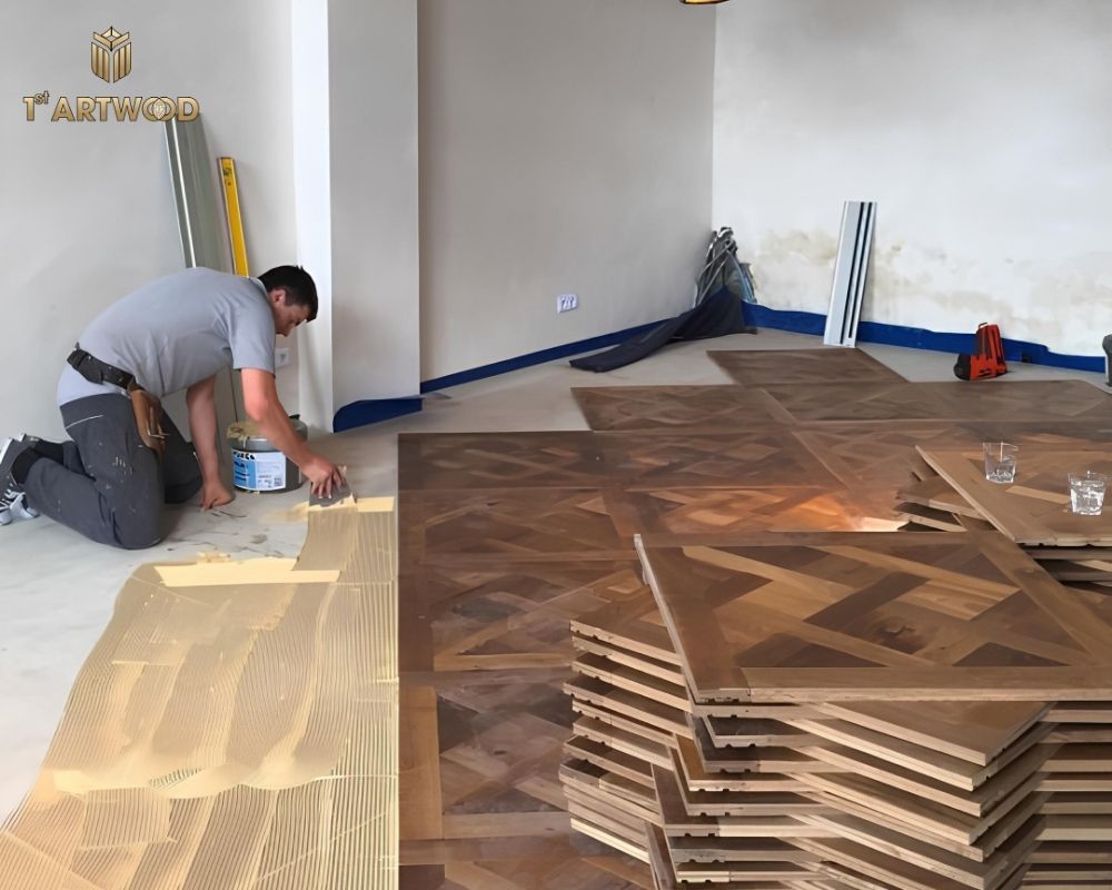 vệ sinh sàn nhà trước khi lát sàn gỗ hoa vă