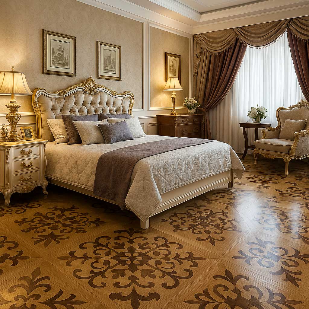 Sàn gỗ hoa văn blanca trong phòng ngủ