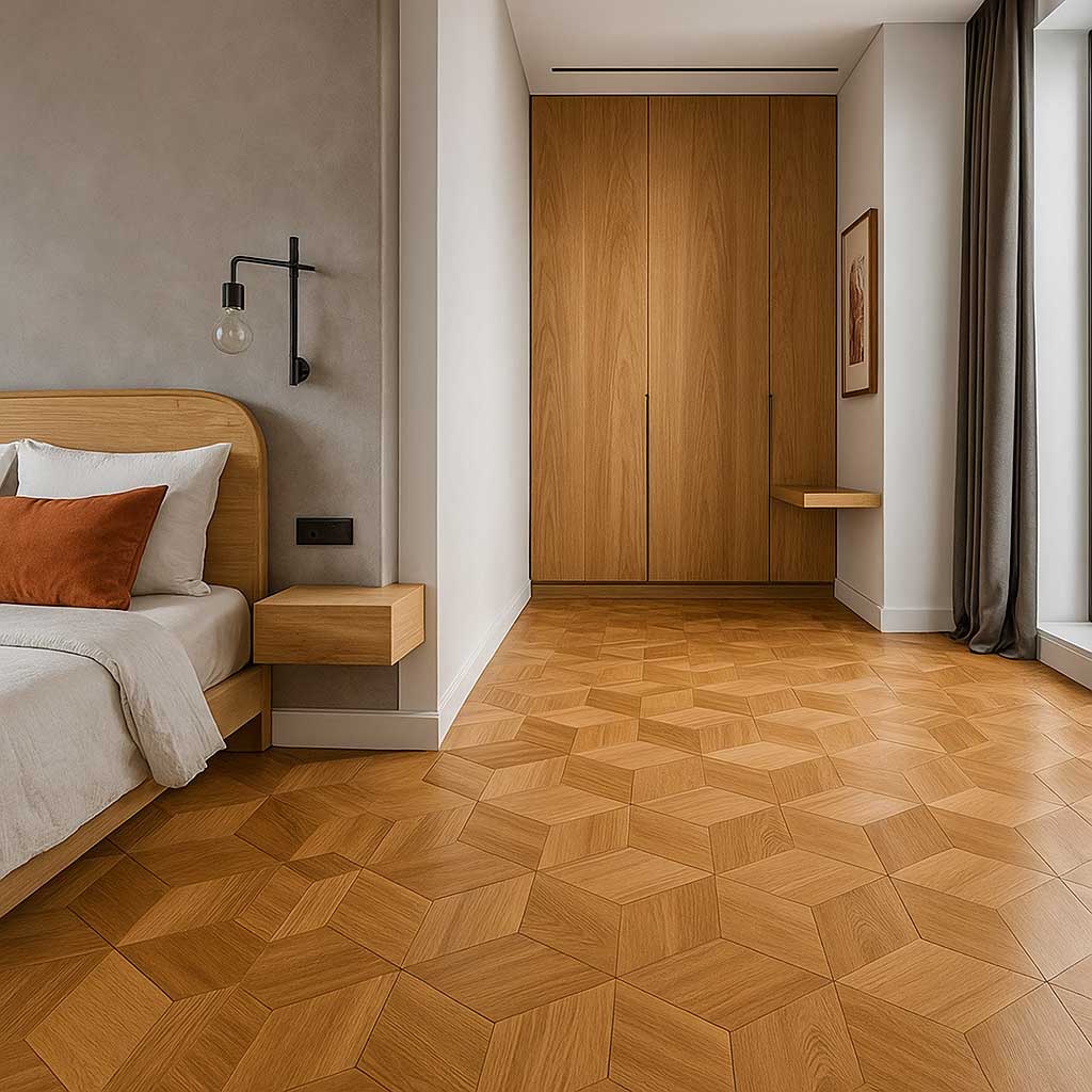 sàn gỗ hoa văn hiệu ứng không gian