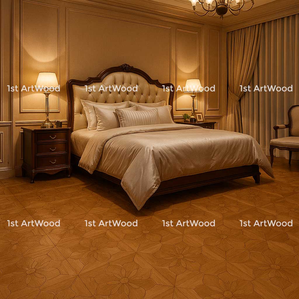sàn gỗ nghệ thuật trong phòng ngủ