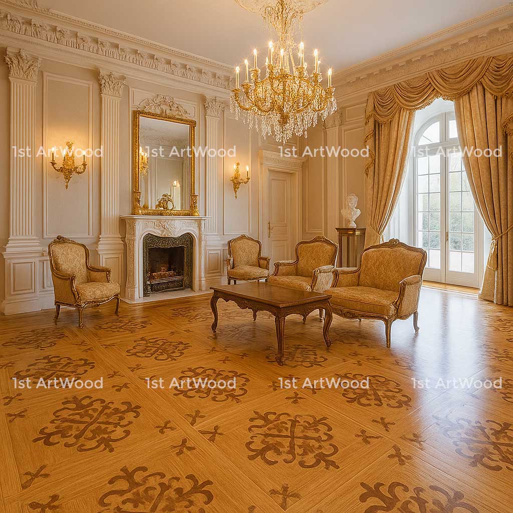 sàn gỗ nghệ thuật phong cách cổ điển