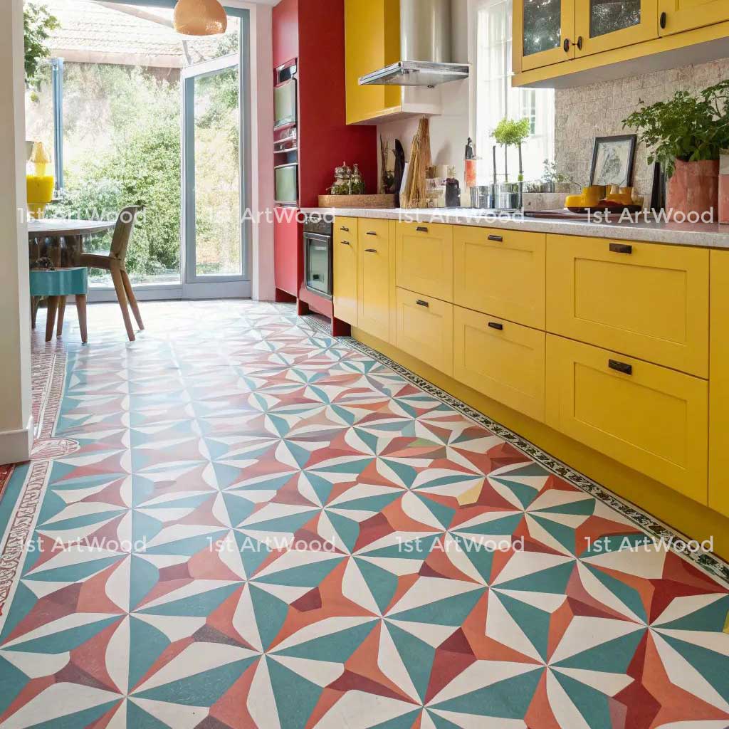 sàn nhựa hoa văn trong phòng bếp