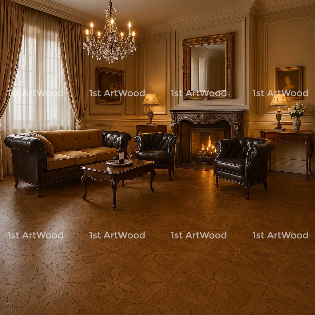 sàn gỗ hoa văn phong cách tổng thể