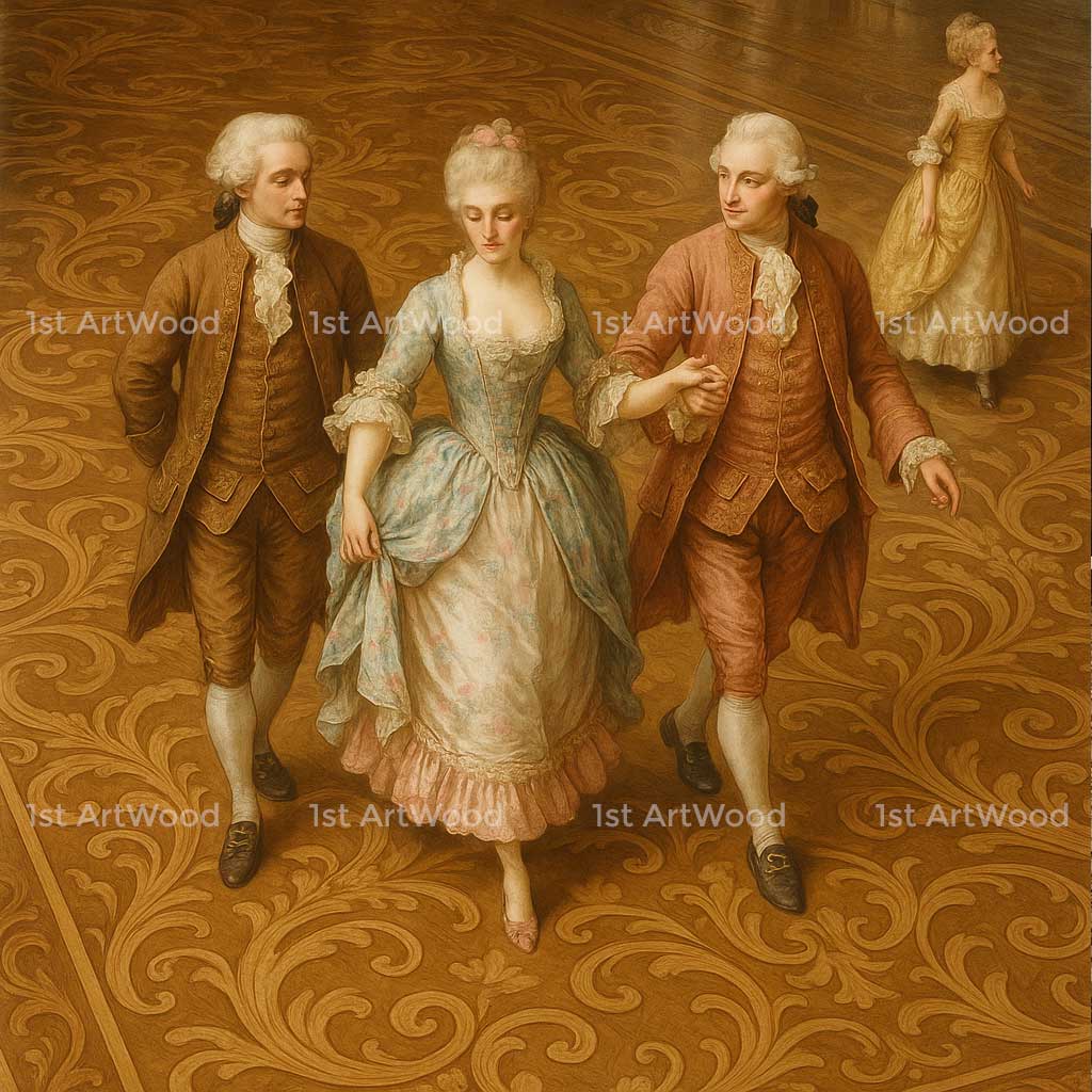 phong cách rococo trong sàn gỗ hoa văn