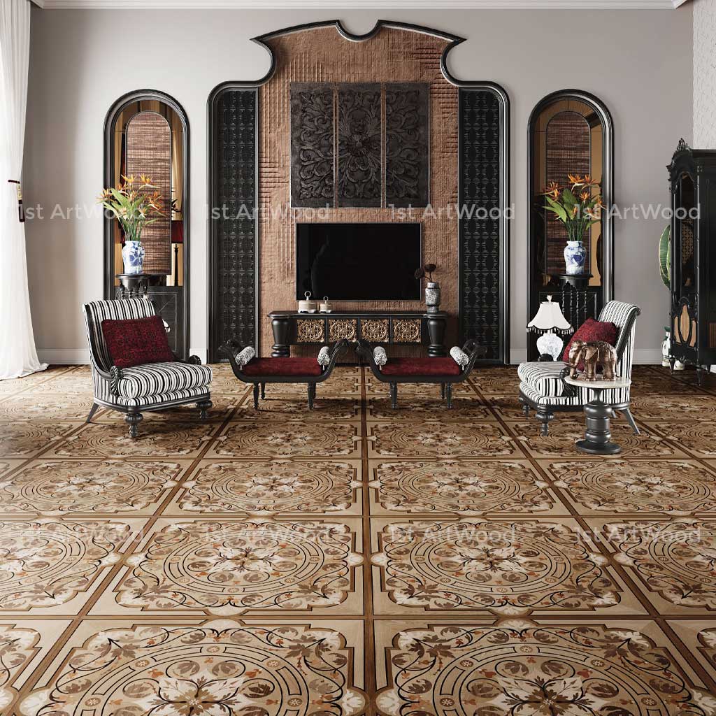 sàn gỗ hoa văn phong cách baroque