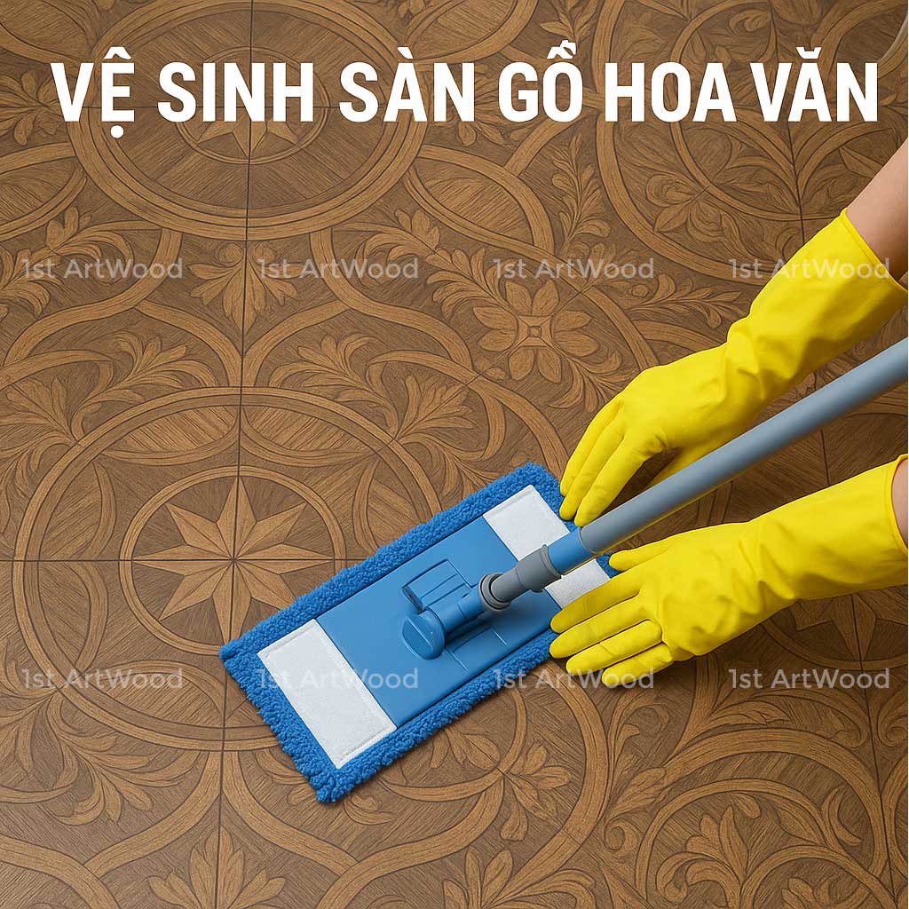 vệ sinh sàn gỗ hoa văn